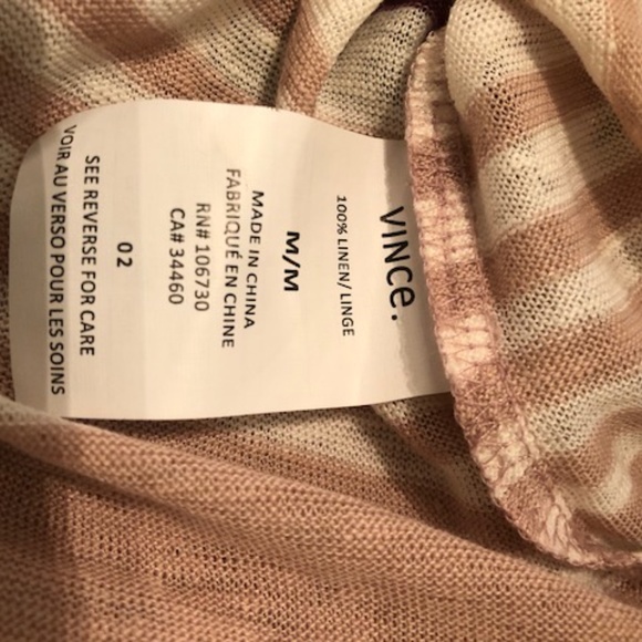 Vince Women's Linen Stripe Tapered Bottom Tank-Sz M-Like new! - Picture 6 of 7